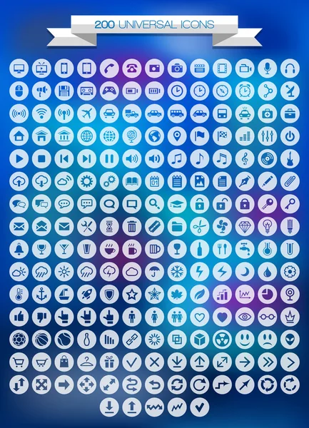 Ensemble de 200 icônes universelles — Image vectorielle