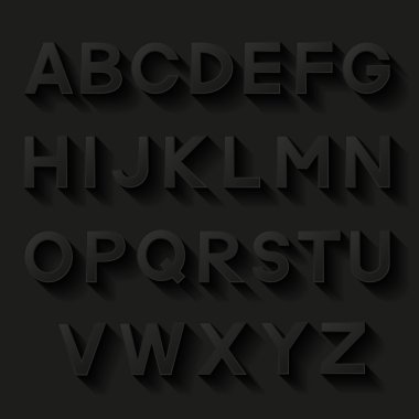 Dekoratif alfabe. gölge ile harfler kümesi