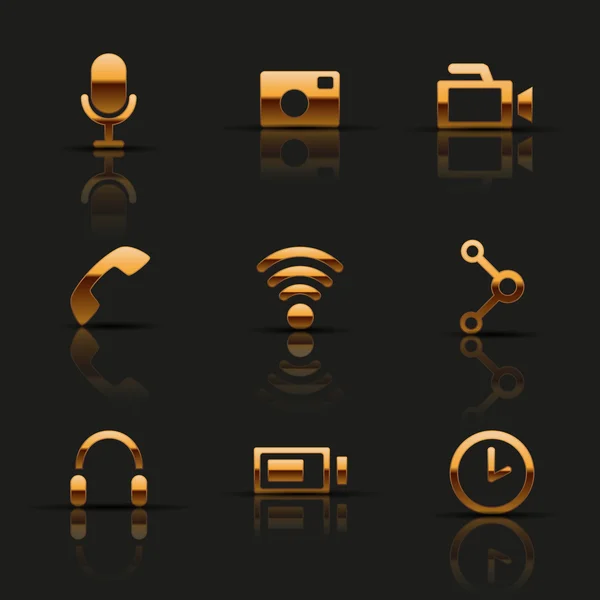 Conjunto de iconos web dorados — Vector de stock