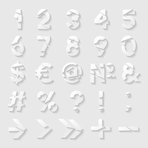 紙カット数字および記号 — ストックベクタ