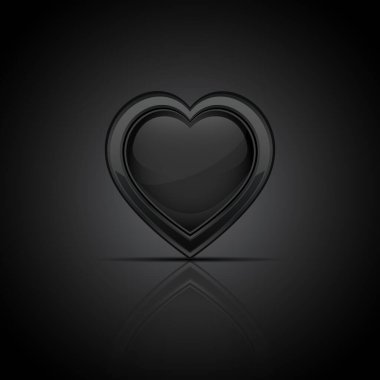 Dark glossy heart icon. Vector illustration.