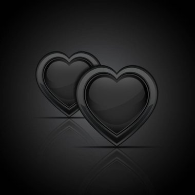 Dark glossy hearts. Vector illustration.
