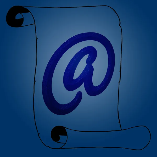 Modern Email Symbol on Old Paper Scroll — Stock Photo, Image