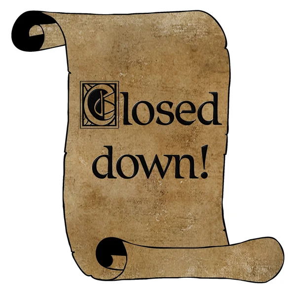 3D Black Closed Down Notice on Scroll — Stock Photo, Image