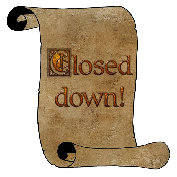 3D Closed Down Notice on Scroll — Stock Photo, Image