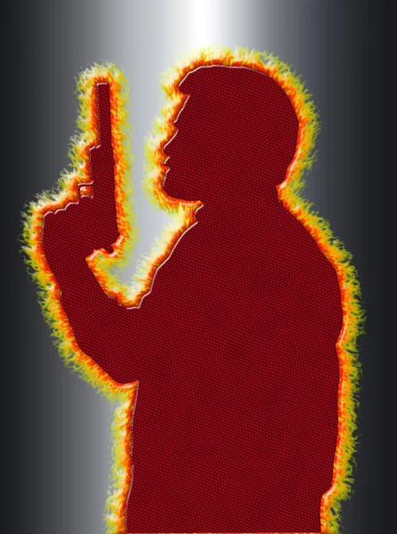 Assassino flamejante em 3D Black Background — Fotografia de Stock