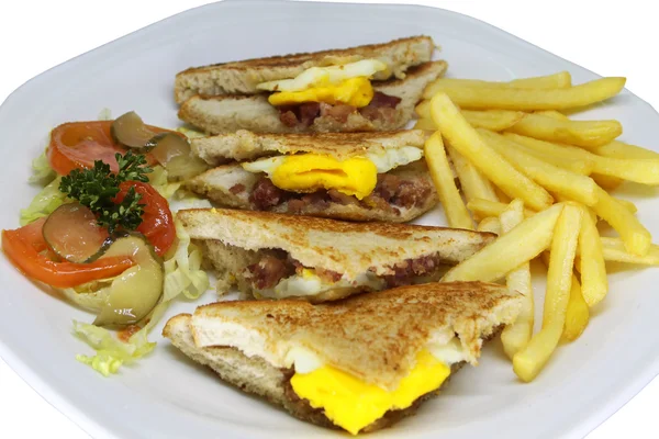 Speck und Ei-Sandwich hautnah — Stockfoto