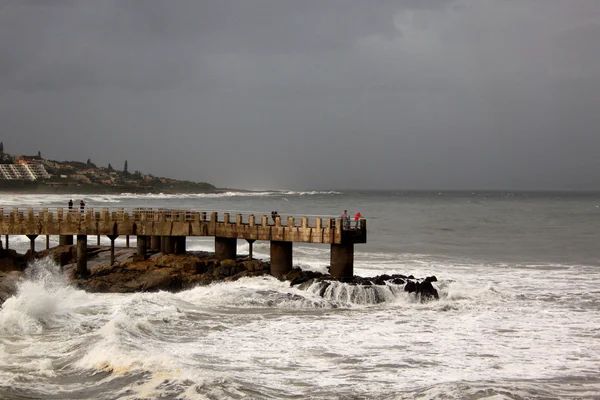 Stormy Weather and Waves at Concrete Jetty — Stock Photo, Image