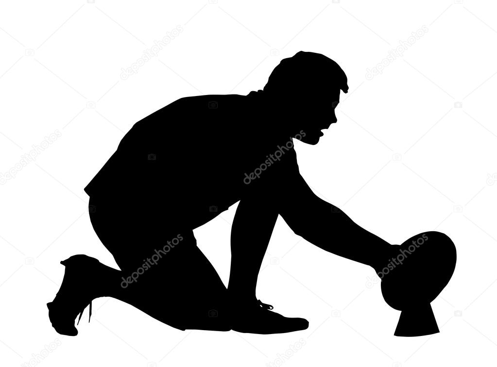 Sport Silhouette - Rugby Goal Kicker Placing Ball