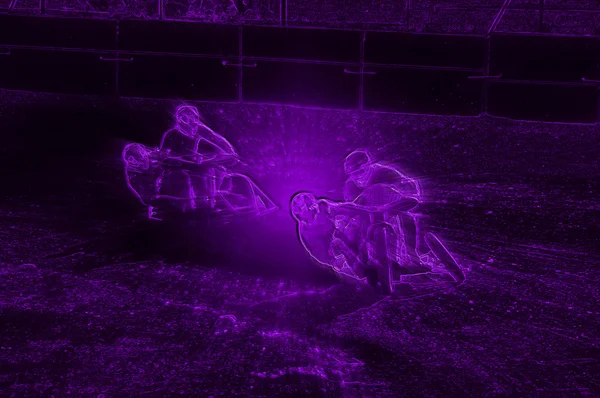 Abstrakt violett neon grusväg sidovagn roadracingförare — Stockfoto
