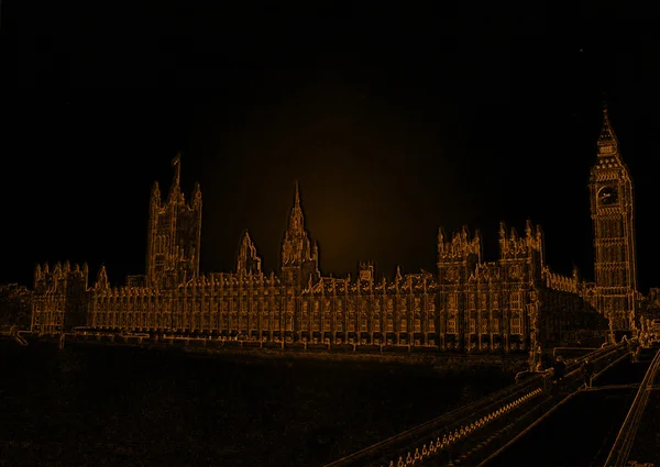 Izole altın westminster abby çizgi çizme — Stok fotoğraf