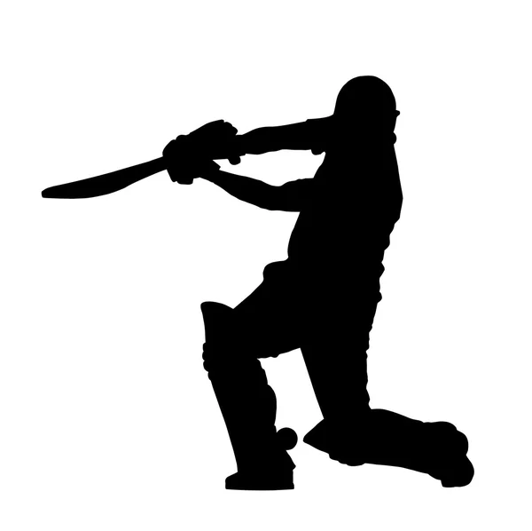 Silhouette de sport - Batteur de cricket frappant coup au sol — Image vectorielle