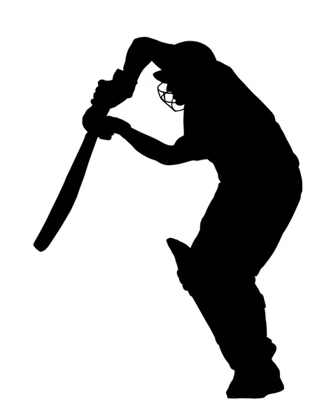 Sport Silhouette - Cricket Batsman Blocking Ball — Stock Vector