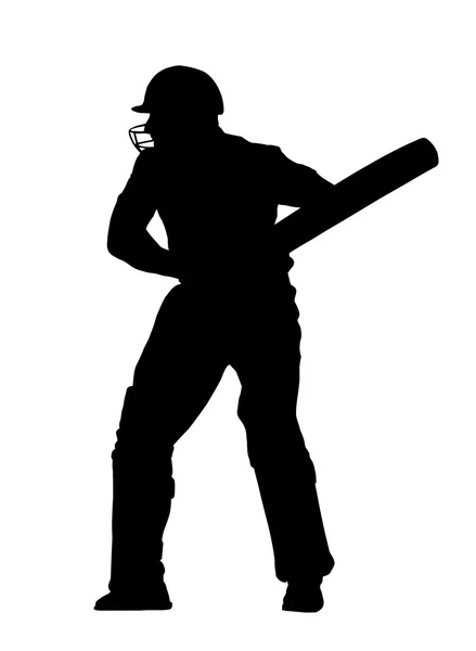 Silueta deportiva - Cricket Batsman Ready — Vector de stock