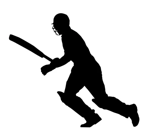 Silueta Deportiva - Cricket Batsman Running — Vector de stock