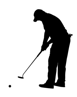 Golf sporu siluet - top haddeleme ile koyarak golfçü