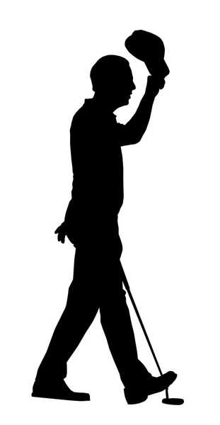 Golf Sport Silhouette Golfer Lifting Cap — Stock Vector