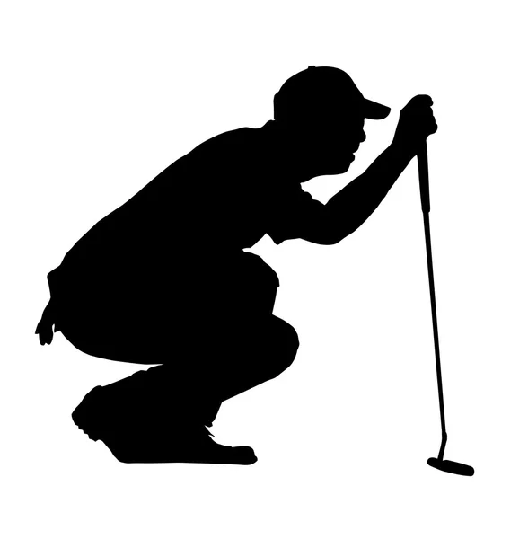 Golf sporu siluet - golfçü diz çökmüş — Stok Vektör