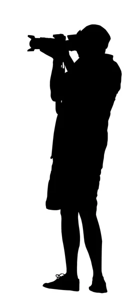 Silhouette of Standing Photographer — Stock Vector
