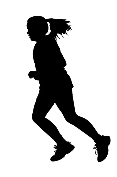 Girl Running Silhouette — Stock Vector