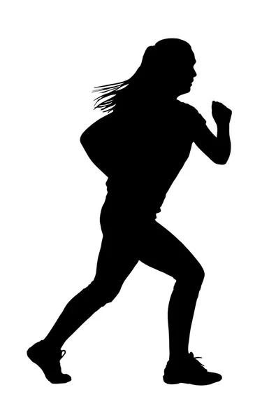 Silhouette Lady Running — Image vectorielle