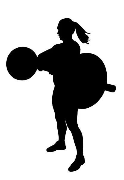 女性の重量リフター シルエット — ストックベクタ