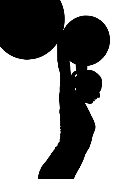 Dame gewicht lifter silhouet — Stockvector