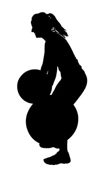 Lady Weight Lifter Silhouette — Stock Vector