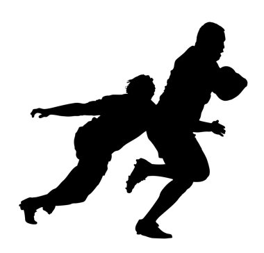 Side Profile of Rugby Player Tackling Runner With Ball clipart