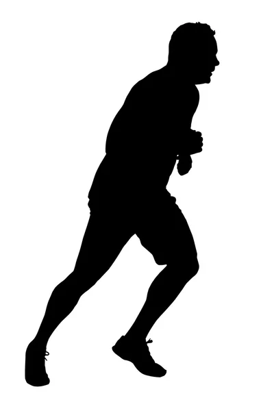 Male Marathon Runner Silhouette — Stock Vector