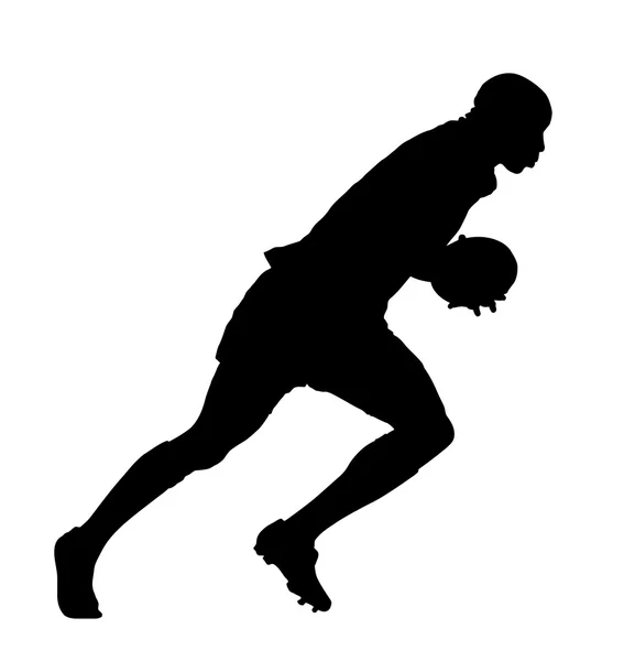 Sidoprofil av rugby speedster kör med boll — Stock vektor