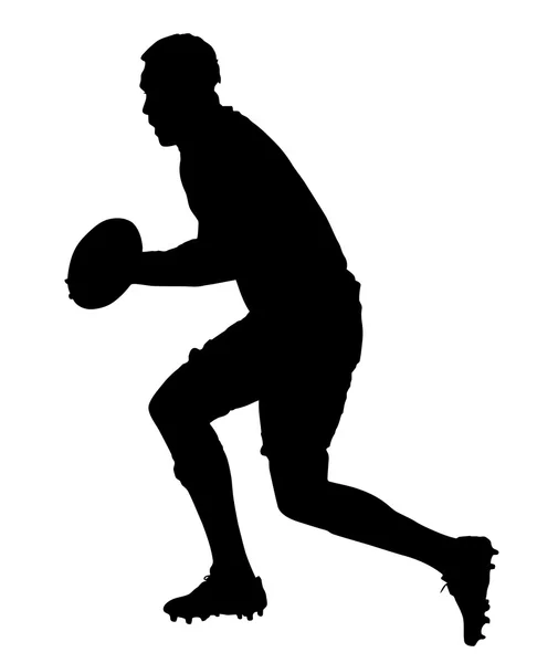 Profilo laterale di Rugby Forward Running With Ball — Vettoriale Stock