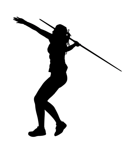 Perfil lateral de Girl Javelin Thrower correndo para jogar —  Vetores de Stock