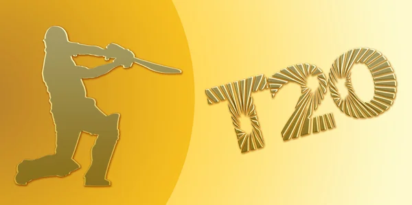 Bandiera da cricket T20 dorata su oro — Foto Stock