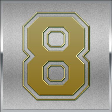Gold on Silver Number 8 Position, Place Sign clipart