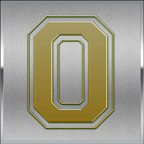 Gold on Silver Number 0 Place Sign — Stock Photo, Image