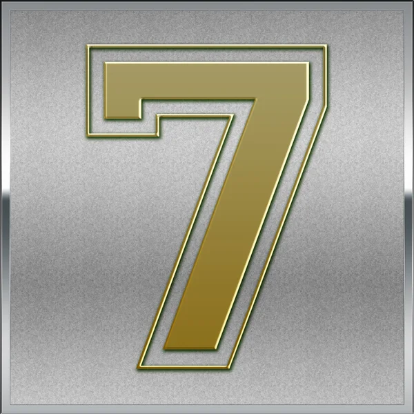 Gold on Silver Number 7 Position, Place Sign — Stock Photo, Image