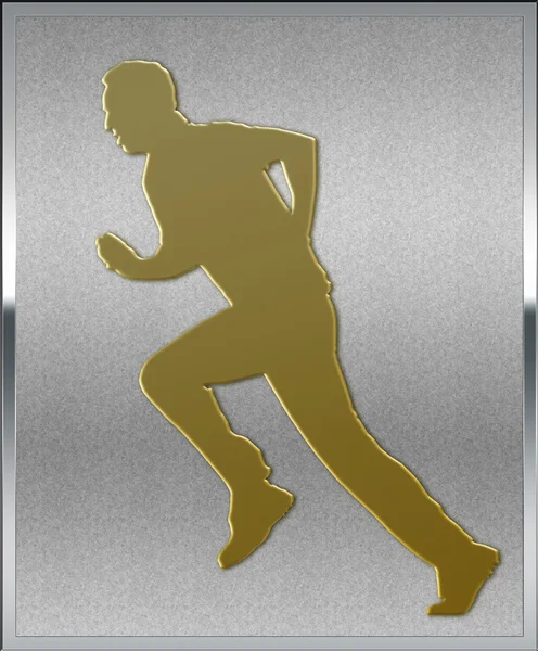 Ouro em Prata Cricket Bowler Sport Emblem — Fotografia de Stock