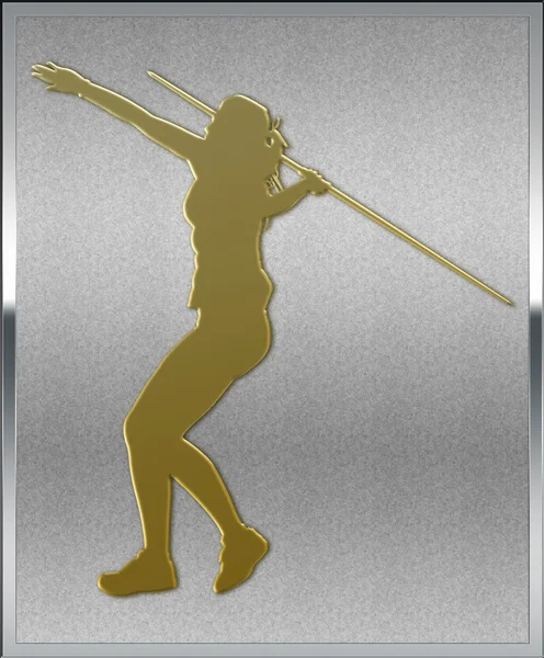 Oro en plata Javelin Sport Emblema —  Fotos de Stock