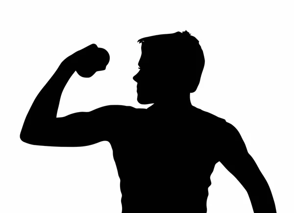 Adolescent garçon silhouette exercice muscles — Image vectorielle