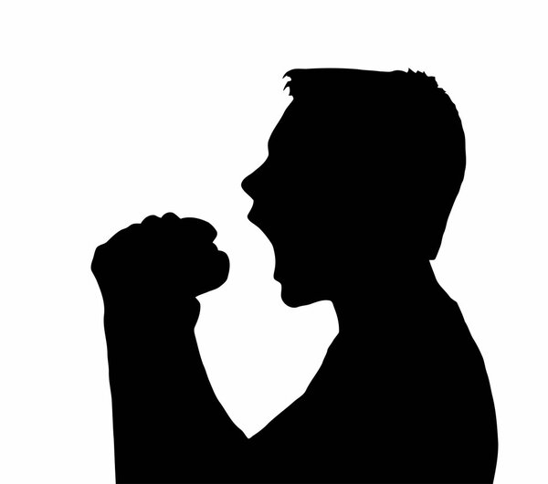 Teen Boy Silhouette Taking Large Bite from Burger 