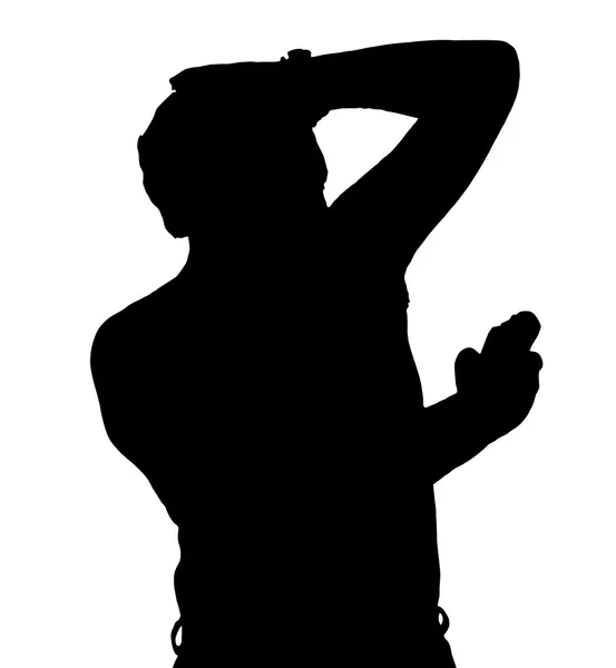 Homem silhueta ocupado usando desodorizante Underarm Pray —  Vetores de Stock