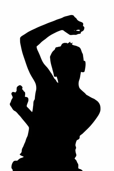 Teen Boy Silhouette Spraying Underarm Deodorant — Stock Vector