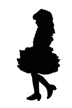 Silhouette of Cute Little Girl at Beauty Pageant  clipart