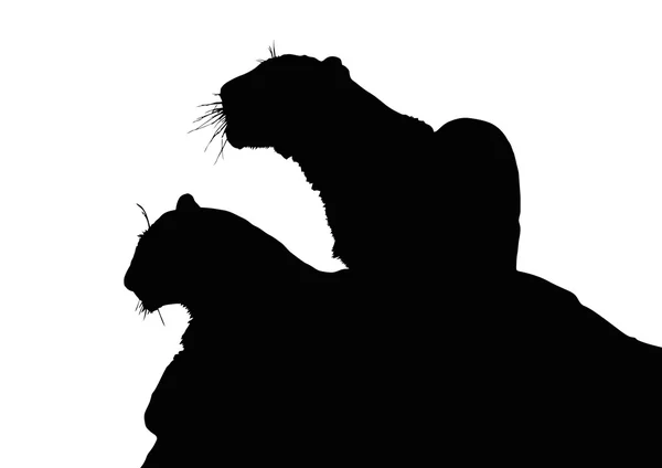Portrait Silhouette de jeunes frères et sœurs léopards — Image vectorielle
