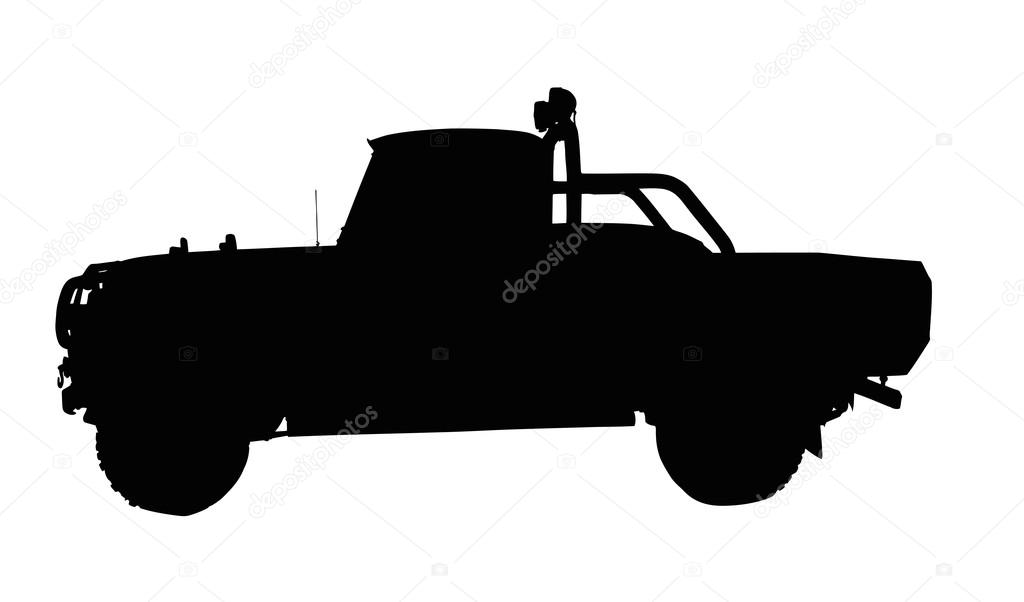 Vintage 4x4 Pick-up Truck Silhouette 