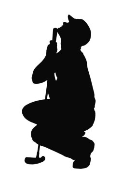 Tiksindirici Kızgın Golfçü Serisi Kaçırılmış Oyuncu Çeneye Karşı Çömelmiş Putter