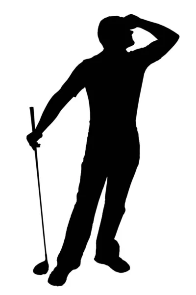 Disgusted Angry Golfer Series Bad Tee Colpo Pugno Contro Fronte — Vettoriale Stock
