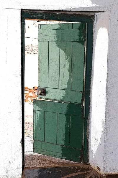 Цветная Живопись Nostalgic Vintage Wooden Back Stable Door Farmhouse — стоковое фото