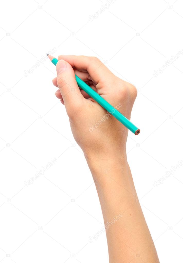 Woman's hand holding a pencil